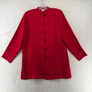 Vintage CLIO Petites Red Button Front Jacket Career Office Blazer‎ Petite PM USA